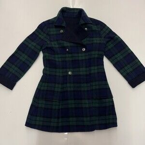 Vintage German School Uniform Jacet Plaid Womens Green Navy Blue Reversible